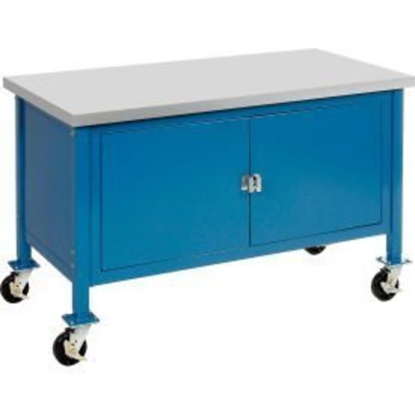 Mobile Cabinet Workbench - Laminate Safety Edge,  72"W x 30"D,  Blue