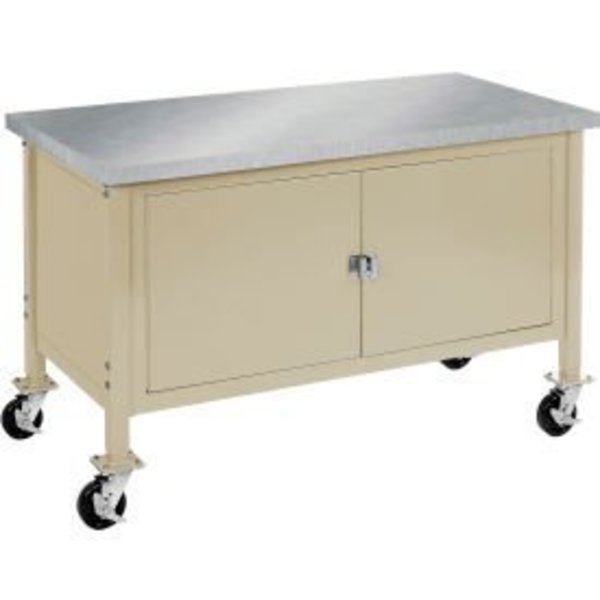 Mobile Cabinet Workbench - Stainless Steel Square Edge,  72"W x 30"D,  Tan