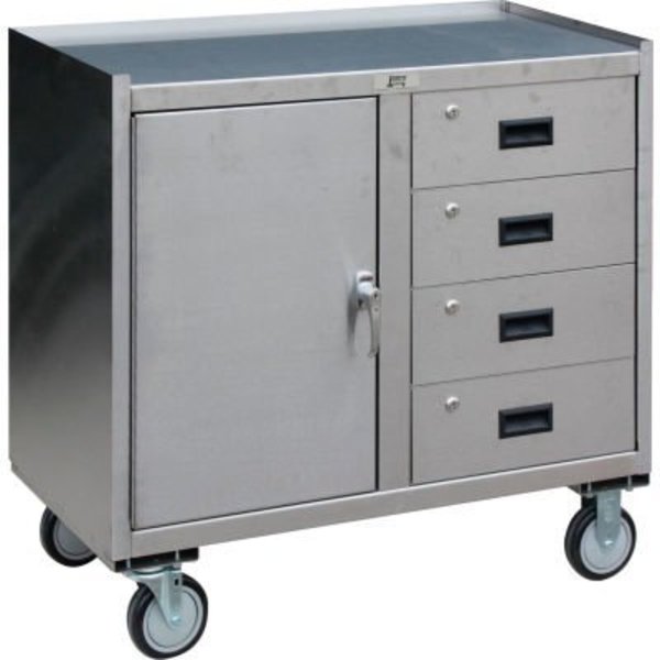 Stainless Steel Mobile Cabinet 1 Door & 4 Drawers 36x18 1200 Lb.