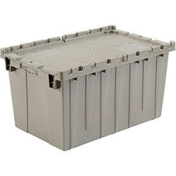 Global Industrial„¢ Plastic Attached Lid Shipping & Storage Container 25-1/4x16-1/4x13-3/4 Gray