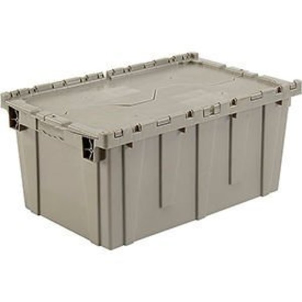 Global Industrial„¢ Shipping & Storage Container w/Attached Lid,  27-3/16"x16-5/8"x12-1/2",  Gray