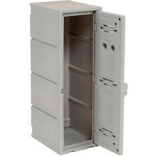 Remco Plastics 2-Tier 2 Door Box Plastic Locker,  12"W x 15"D x 36"H,  Gray,  Assembled