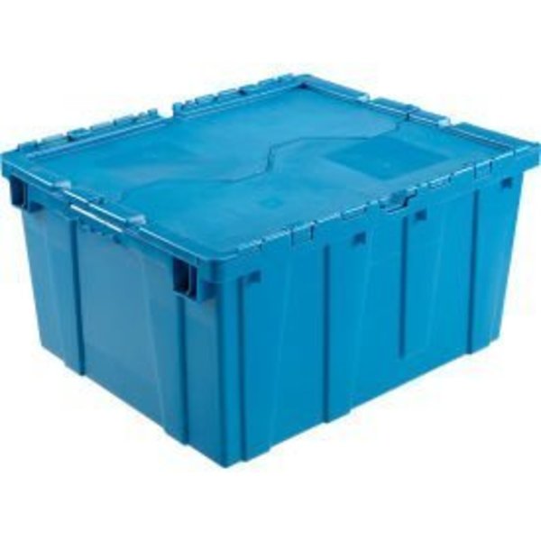 Global Industrial„¢ Plastic Attached Lid Shipping & Storage Container 23-3/4x19-1/4x12-1/2 Blue
