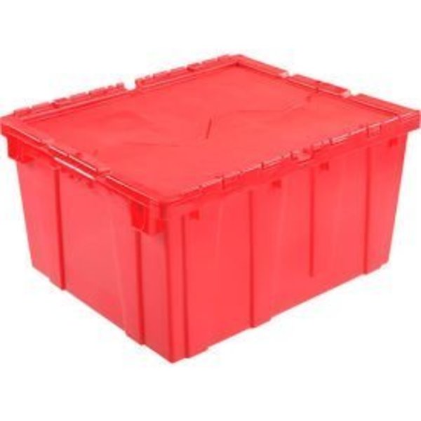 Global Industrial„¢ Plastic Attached Lid Shipping & Storage Container 23-3/4x19-1/4x12-1/2 Red
