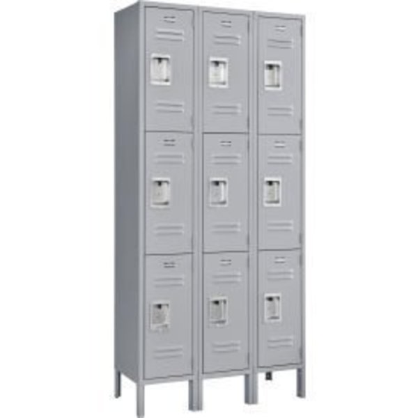 Global Industrial„¢ Infinity® 3-Tier 9 Door Locker,  12"Wx15"Dx24"H,  Gray,  Unassembled