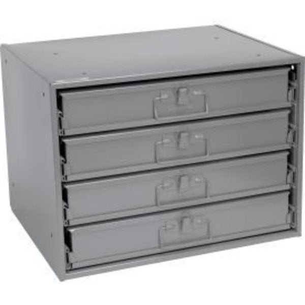 Durham Steel Compartment Box Rack 20 x 15-3/4 x 15 with 4 Adjustable Divider Compartment Boxes