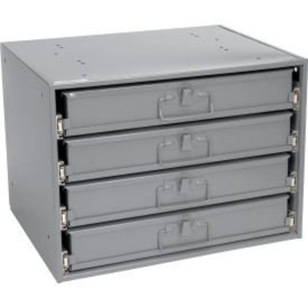 Durham Steel Compartment Box Rack Heavy Duty Bearing 20 x 15-3/4 x 15 with 4 of 16-Compartment Boxes