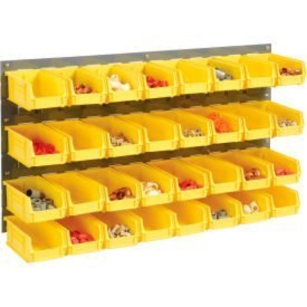 Wall Bin Rack Panel 36 x19 - 32 Yellow 4-1/8x7-1/2x3 Stacking Bins