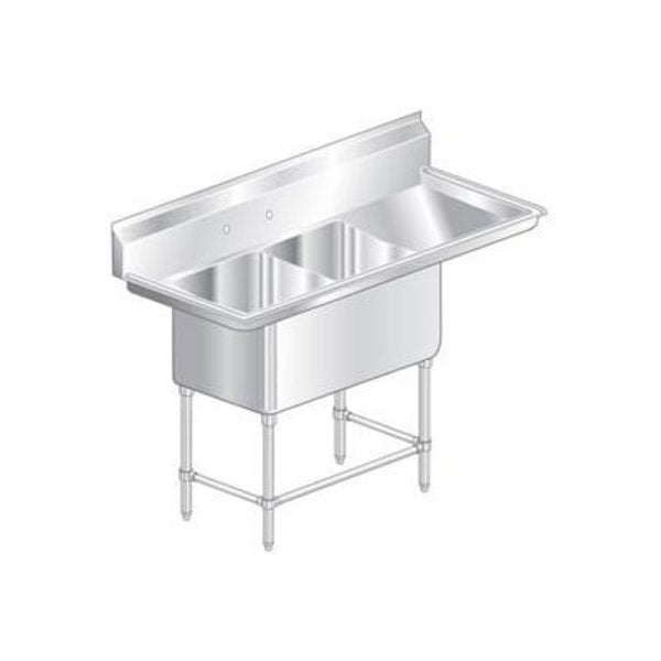 Aero Manufacturing Company® 2F2-2418-24R Two Bowl Aerospec SS NSF Sink w/ 24W Right Drainboard