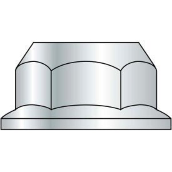 Flange Nut,  1/4"-20,  Steel,  Zinc Plated
