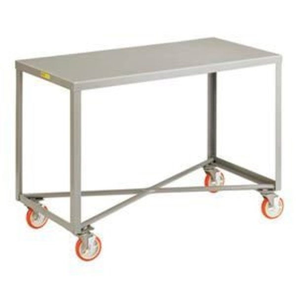 Little Giant® Mobile Table w/1 Shelf & Wheel Brakes,  1000 lb. Cap,  60"L x 30"W x 34"H,  Gray