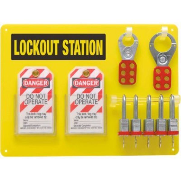 Brady® 51186 Lockout Station 5 Lock Board With Steel Padlocks,  Acrylic,  15-1/2"W x 11-1/2"H