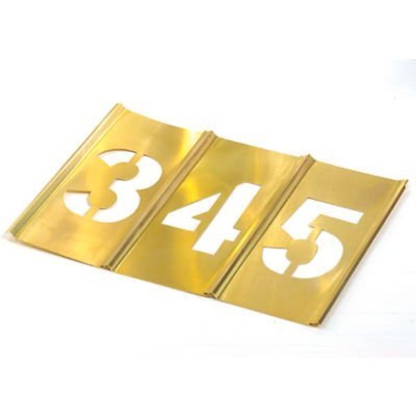 12" Brass Interlocking Stencil Gothic Style Numbers,  13 Piece Kit
