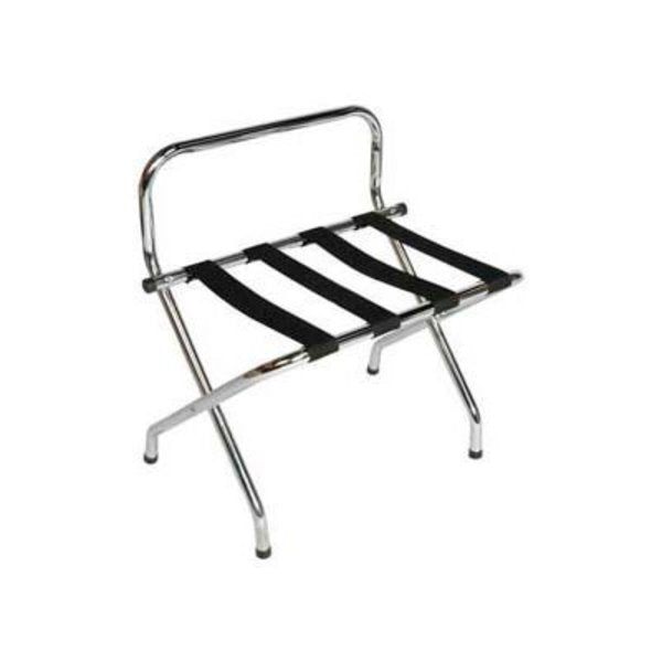 High Back Chrome Luggage Rack with Black Straps,  1 Pack