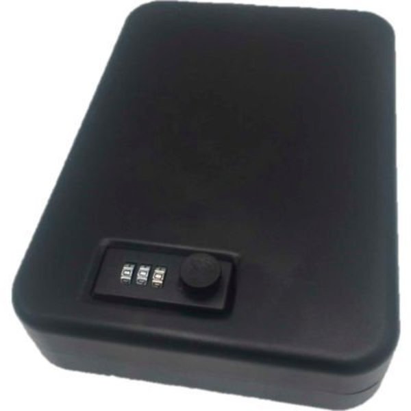 FireKing Compact Portable Security Box Safe ML1007 Combo Lock 7"W x 10"D x 2"H Black