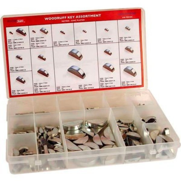 Oversized Woodruff Key Assortment,  Steel,  Plain,  350 Pieces