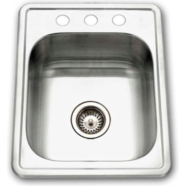 Houzer® 1722-7BS-1 Drop In Stainless Steel 3-Holes Bar/Prep Sink