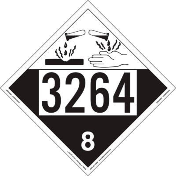 LabelMaster® ZEZ43264 Corrosive Placard,  UN 3264,  Removable Vinyl,  25/Pack