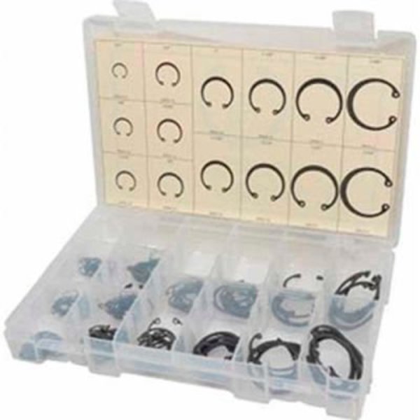 Internal and External Retaining Ring Assortment,  Phosphate Finish,  84 Pieces,  12 Sizes