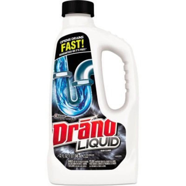 Drano® Liquid Drain Cleaner,  32 Oz. Safety Cap Bottle,  12/Carton