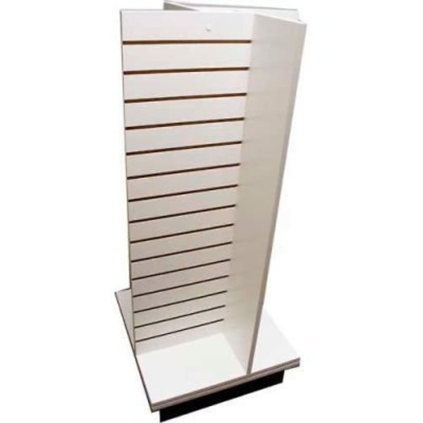 Slatwall 4-Way Display Fixture-White with Spinner Base and Casters