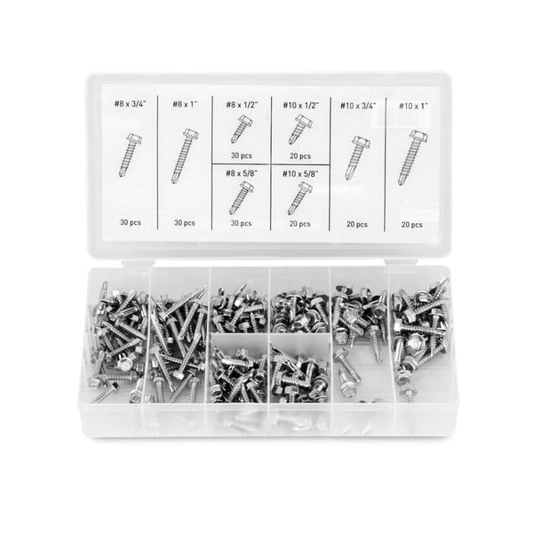 Tapping Screw Assortment,  Stainless Steel,  Zinc Plated Finish