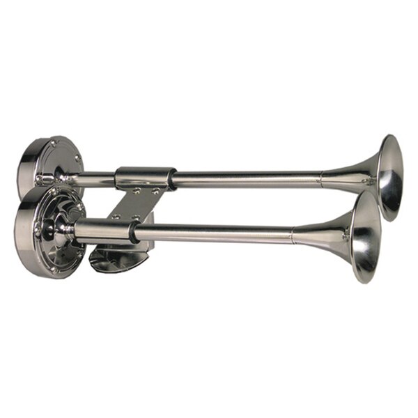 Ongaro Deluxe All-Stainless Shorty Dual Trumpet Horn - 12V