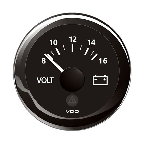 2-1/16" (52mm) ViewLine Voltmeter - 8-16V - Black Dial -Bezel