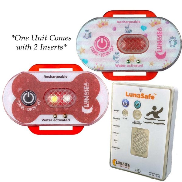 Lunasea Child/Pet Safety Water Activated Strobe Light w/RF Transmitter,  Red Case