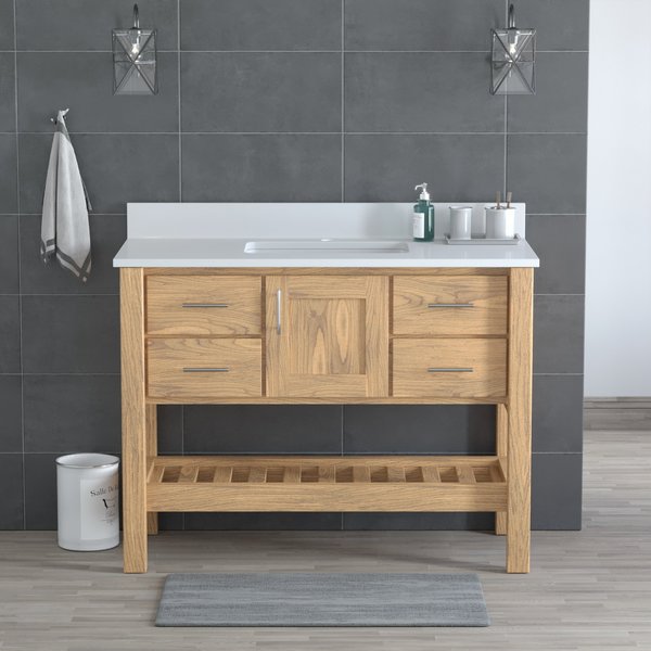 USA Patriot 48" Oak Bathroom Vanity,  White Counter