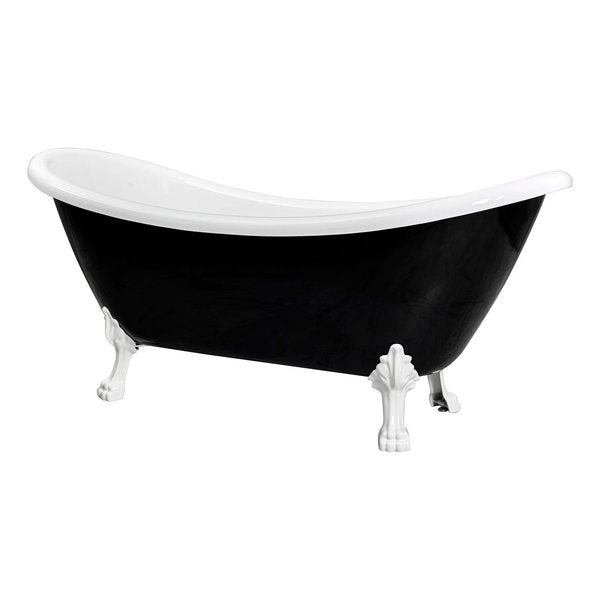 Daphne 59" Black Acrylic Clawfoot Tub With White Feet