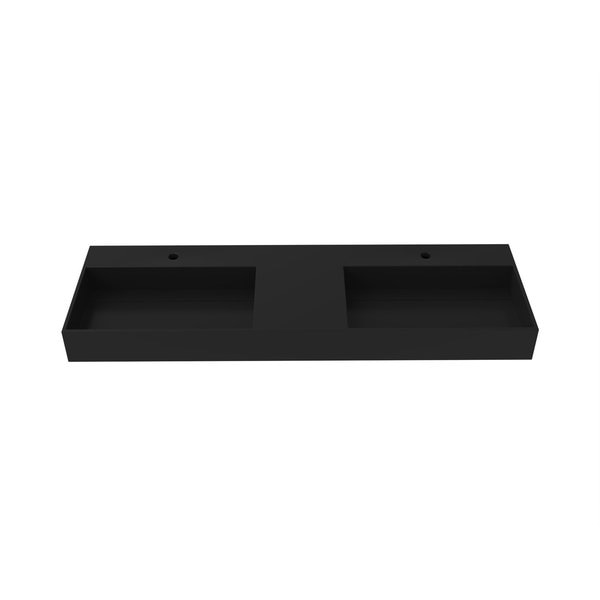 Juniper 60” Solid Surface Wall-Mounted Bathroom Sink in Black