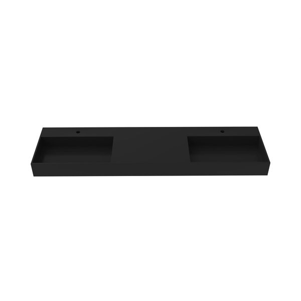 Juniper 72â€ Solid Surface Wall-Mounted Bathroom Sink in Black