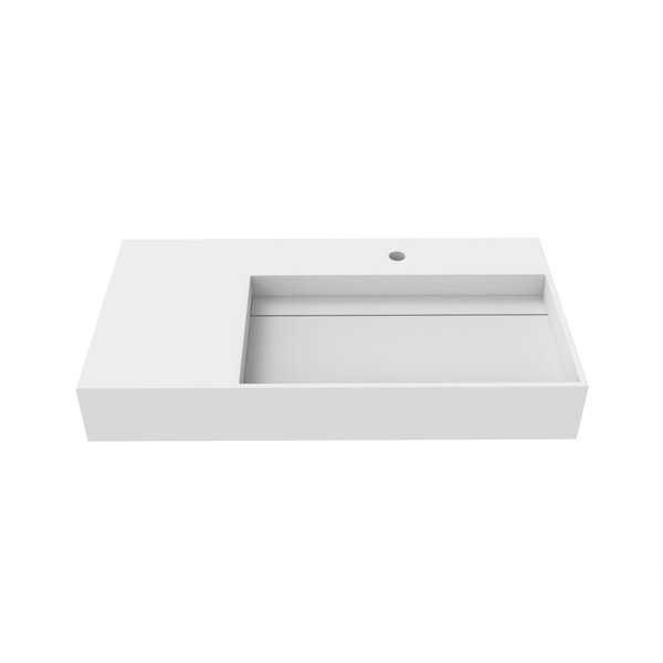 Juniper 36â€ Right Basin Solid Surface Wall-Mounted Bathroom Sink in White