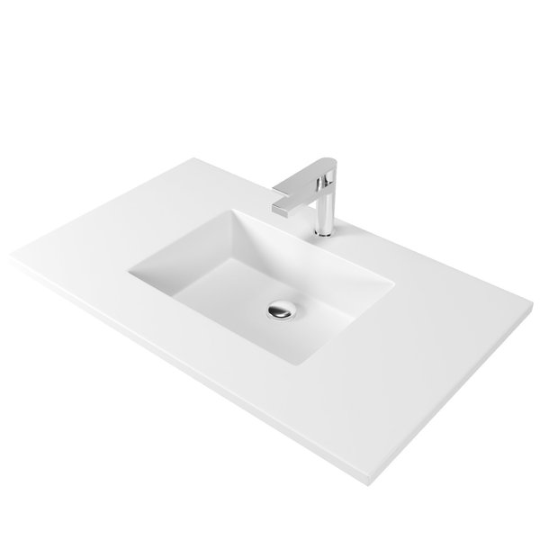 Serenity 36" Solid Surface Vanity Top in White