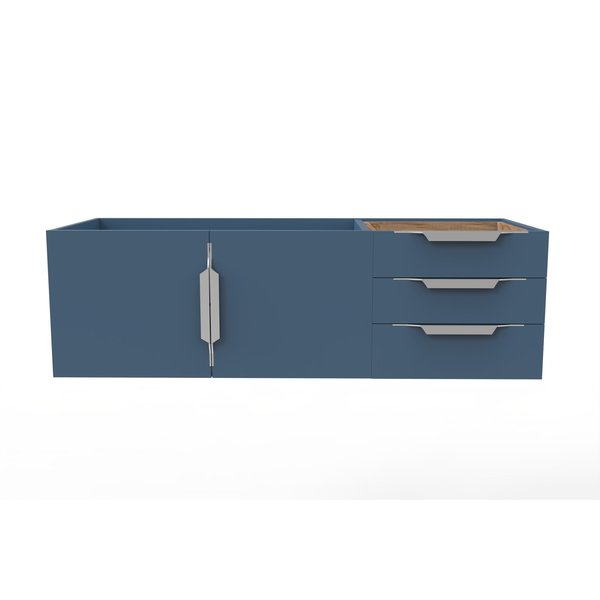 Alpine 48" Wall Mounted Blue Vanity Base with Brushed Nickel Handles