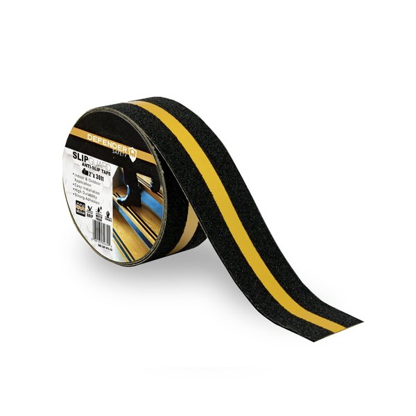 SLIPGUARD AntiSlip Floor Tape 60 Grit Black w Yellow Stripe  2x 30'