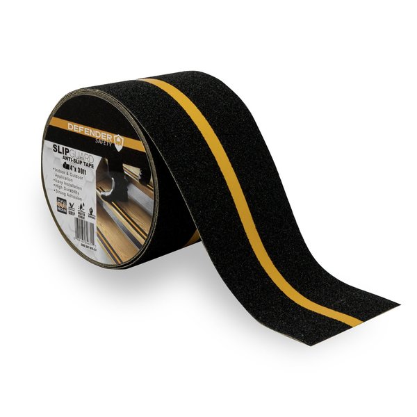 SLIPGUARD AntiSlip Floor Tape 60 Grit Black w Yellow Stripe  4x 30'