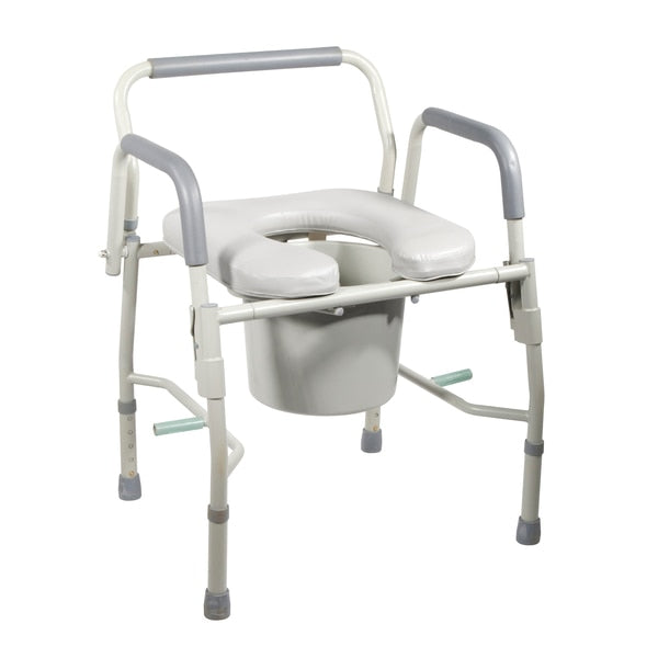Steel Drop Arm Bedside Commode w/ Padded Seat & Arms
