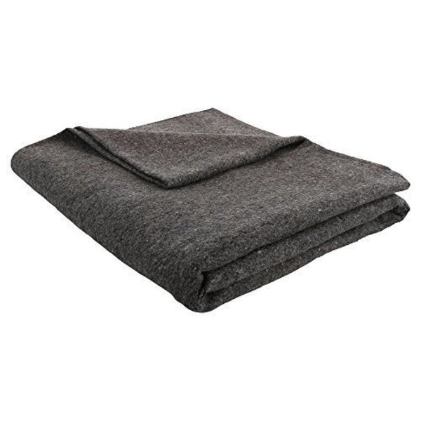 Grey 62x80 Military Wool Blanket for Emergency Camping & Everyday Use (Grey)
