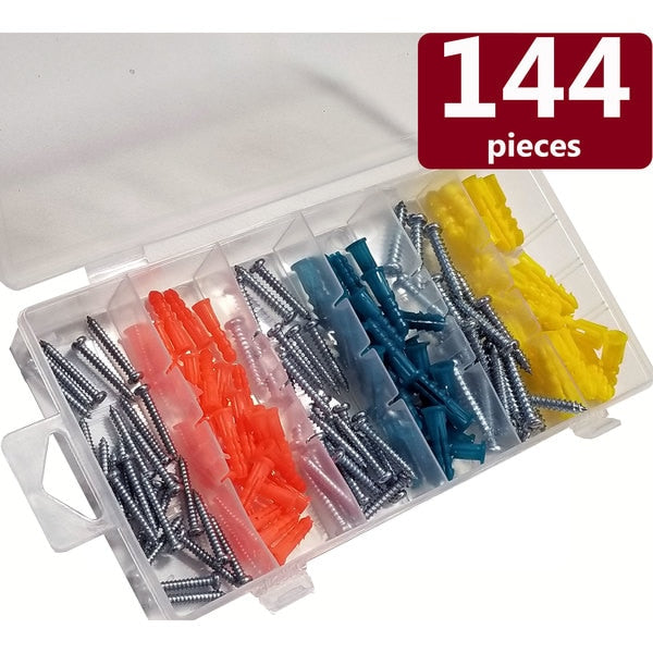 Screw and Anchor Set all in One Assortment,  Screws,  Anchors,  144 Piece