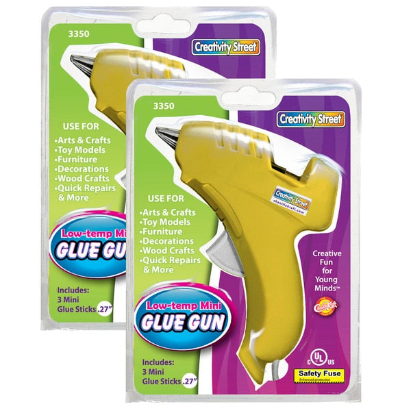 Yellow Low-Temp Mini Glue Gun + 3 Glue Sticks Per Pack,  PK2