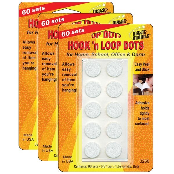 Reclosable Fastener,  Disc,  5/8 in,  White,  180 PK