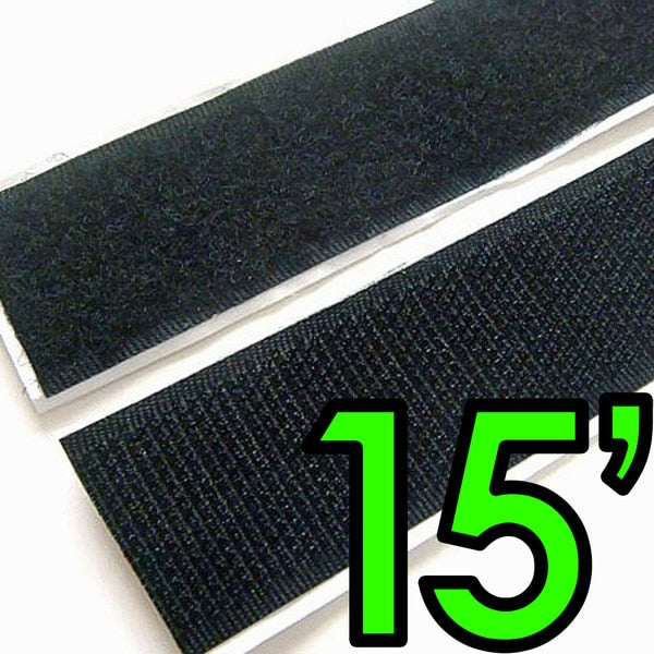 Reclosable Fastener,  Rubber Adhesive,  15 ft,  4" Wd,  Black
