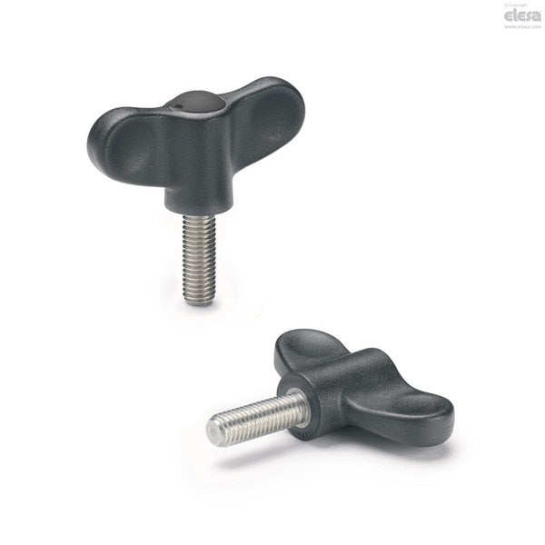 Thumb Screw,  M8-20 Thread Size,  Wing,  Stainless Steel,  28 mm Head Ht,  20 mm Lg