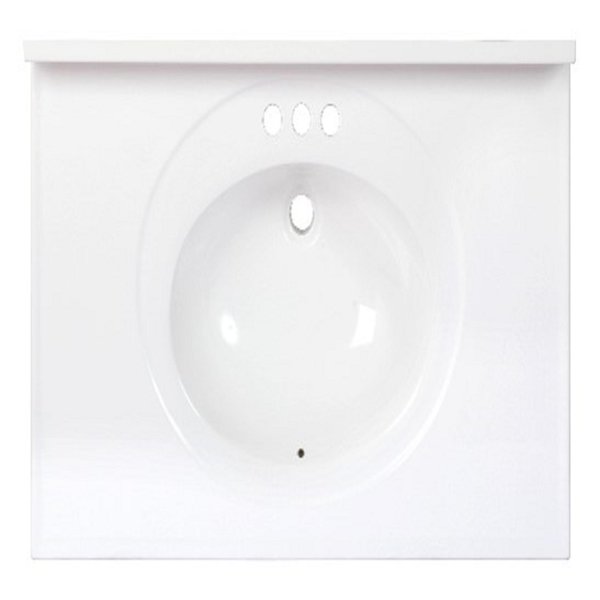Arstar Standard Cultured Marble Bathroom Sink 37 in. W X 22 in. D White