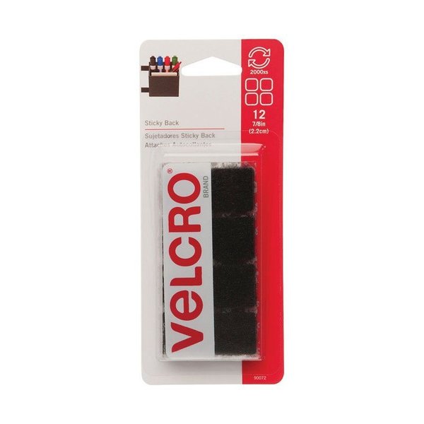 Hook and loop Sticky Back 7/8 in. L 12 pk