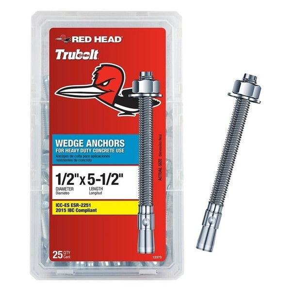 Wedge Anchor,  1/2" Dia.,  5-1/2" L,  Steel 25 PK