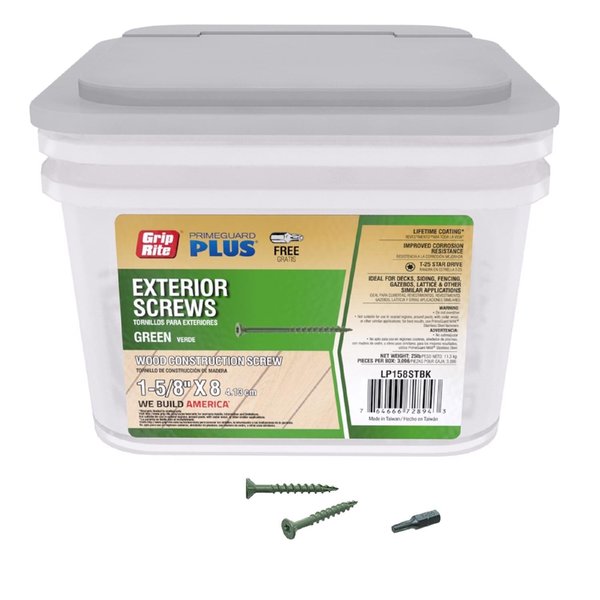 Deck Screw,  #8 x 1-5/8 in,  Flat Head Torx Drive