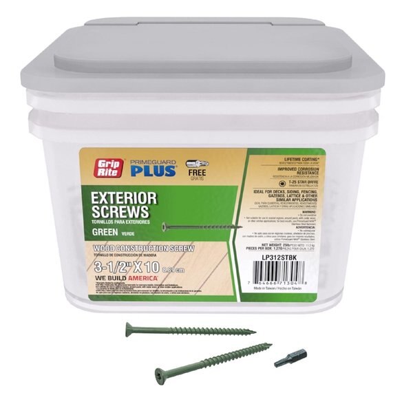 Deck Screw,  #10 x 3-1/2 in,  Flat Head Star Drive,  1270 PK